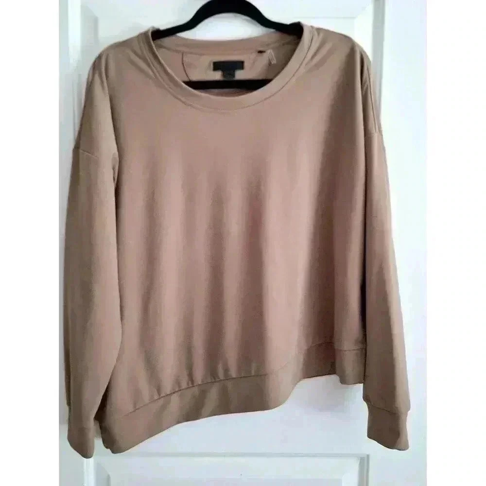 Rudsak Womens Taupe Brown Asymmetrical Hem Crew Neck Sweatshirt‎ Size Large